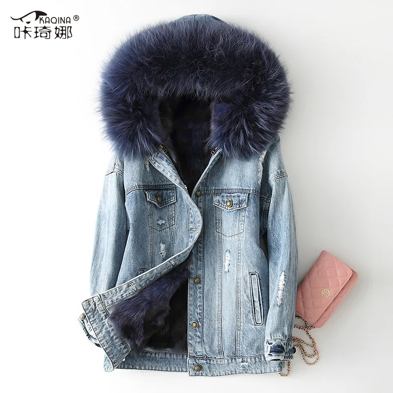 Parka Echte Bontjas Vrouwen Vos Bont Liner Winter Denim Jasje Vrouw Racoon Fur Hooded Womens Jassen Fall Casaca Jean mujer KJ912 Parka Echte Bontjas Vrouwen Vos Bont Liner Winter Denim Jasje Vrouw Racoon Fur Hooded Womens Jassen Fall Casaca Jean mujer KJ912