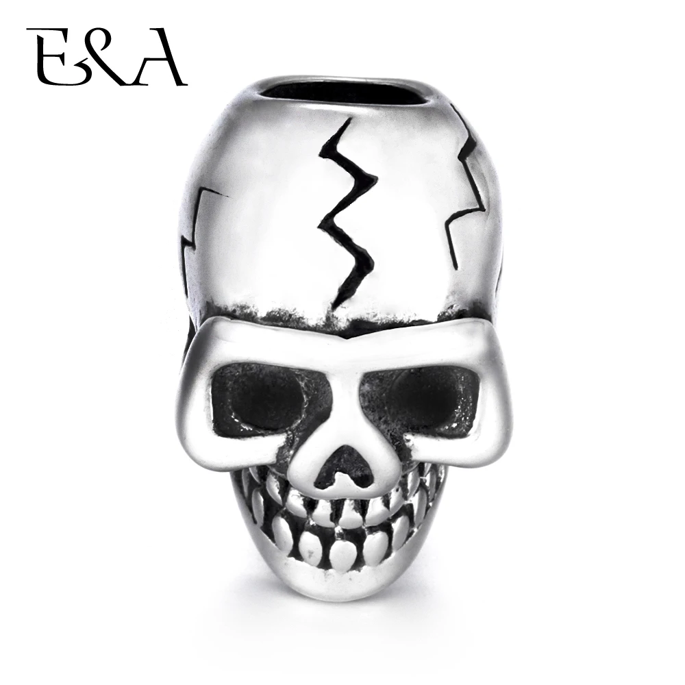

Stainless Steel Beads Skull Blacken Metal Large Hole 6mm Bead Slider DIY Men Bracelet Making Supplies Handmade Jewelry Findings