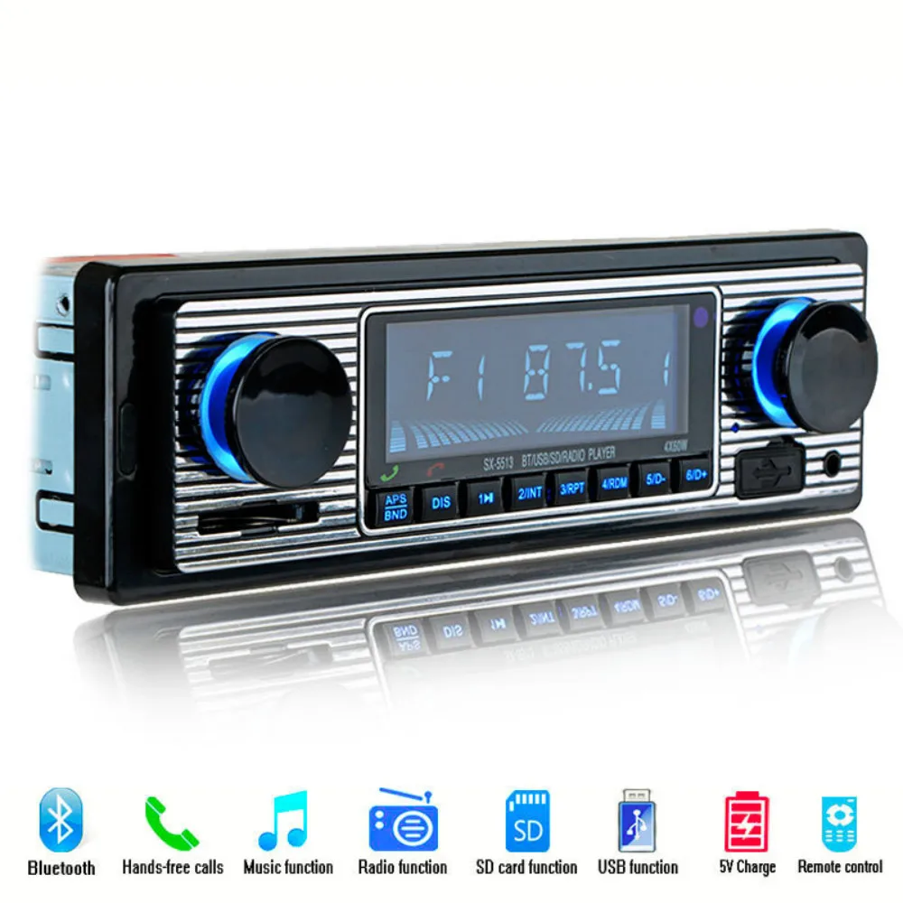 HANGXIAN Bluetooth винтажный автомобильный радиоприемник MP3 плеер стерео USB AUX