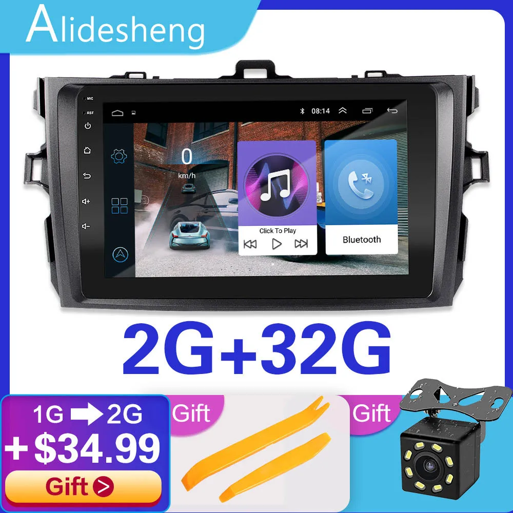 2G+ 32 2.5D 2Din Android 8,1 GO Автомобильный мультимедийный dvd-плеер gps для Защитные чехлы для сидений, сшитые специально для Toyota Corolla E140/150 2006 2007 2008-2013 navigatio Wi-Fi, BT - Цвет: Серый