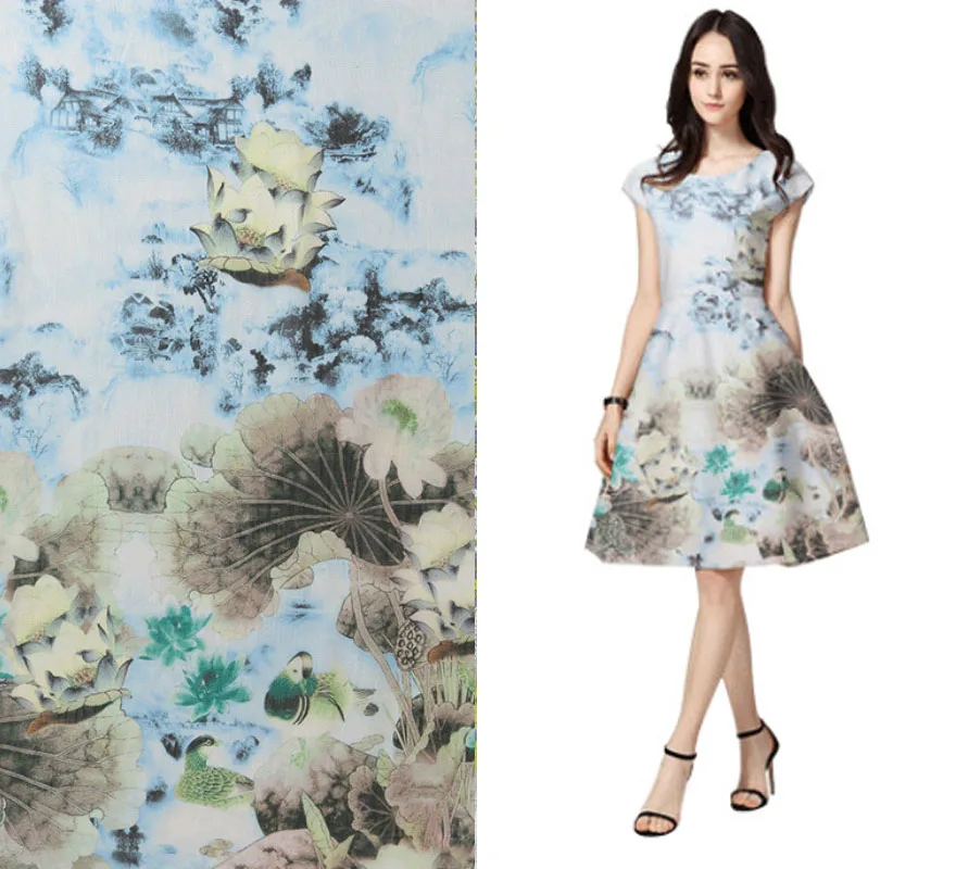 Bohemian People Lotus Silk Chiffon Dress Clothing Cloth Fabric Sewing