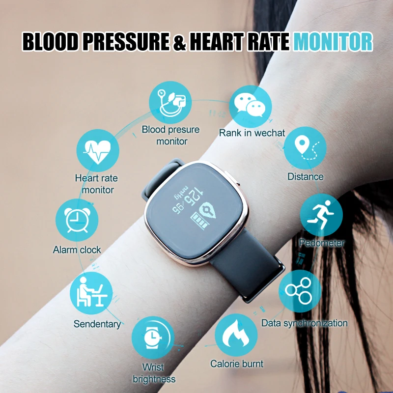 Exquisite Design IP67 Intelligent Blood Pressure Heart rate Bracelet