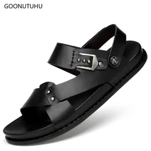 Модная мужская повседневная обувь пляжные сандалии для мужчин; летние дышащие туфли в итальянском стиле; мужская обувь на платформе натуральная кожа сандалии корова для мужчин размеры 38–44