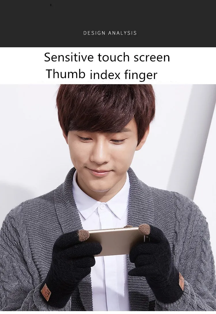 Зимние теплые модные перчатки с сенсорным экраном мужские вязаные перчатки 5 цветов высокое качество мужские утепленные ЖАККАРДОВЫЕ