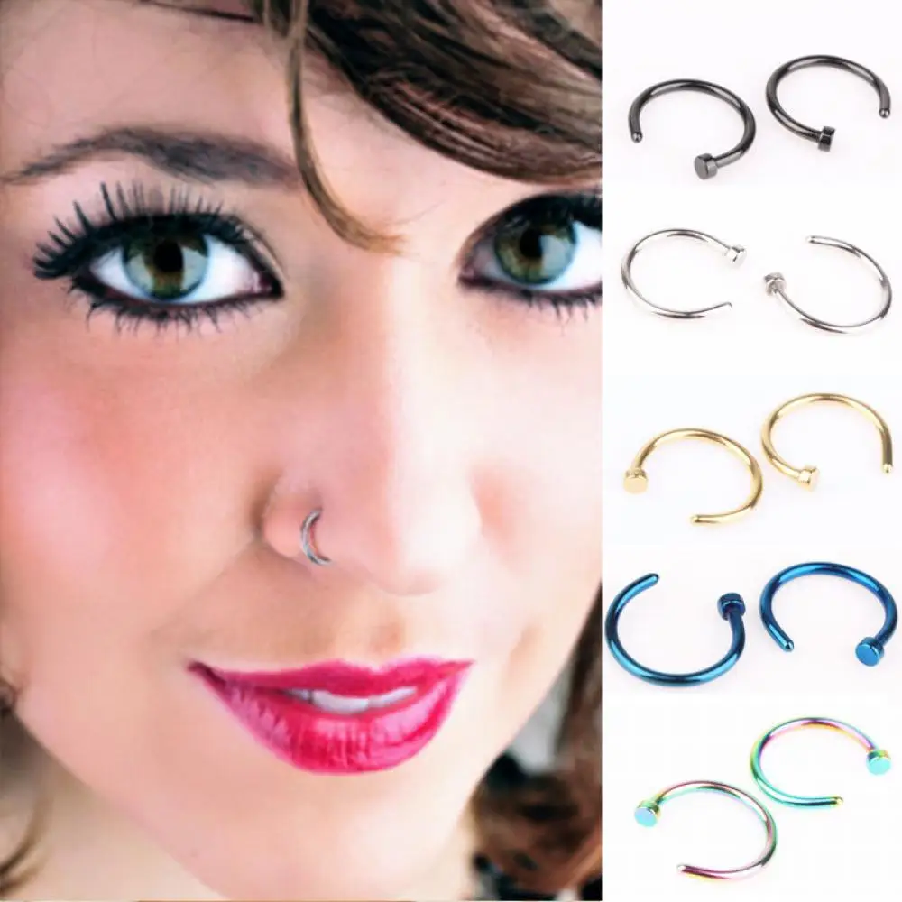 

2 PCS Fake Septum Medical Titanium Nose Ring Silver Gold Colorful Body Clip Hoop For Women Septum Piercing Clip Jewelry Gift