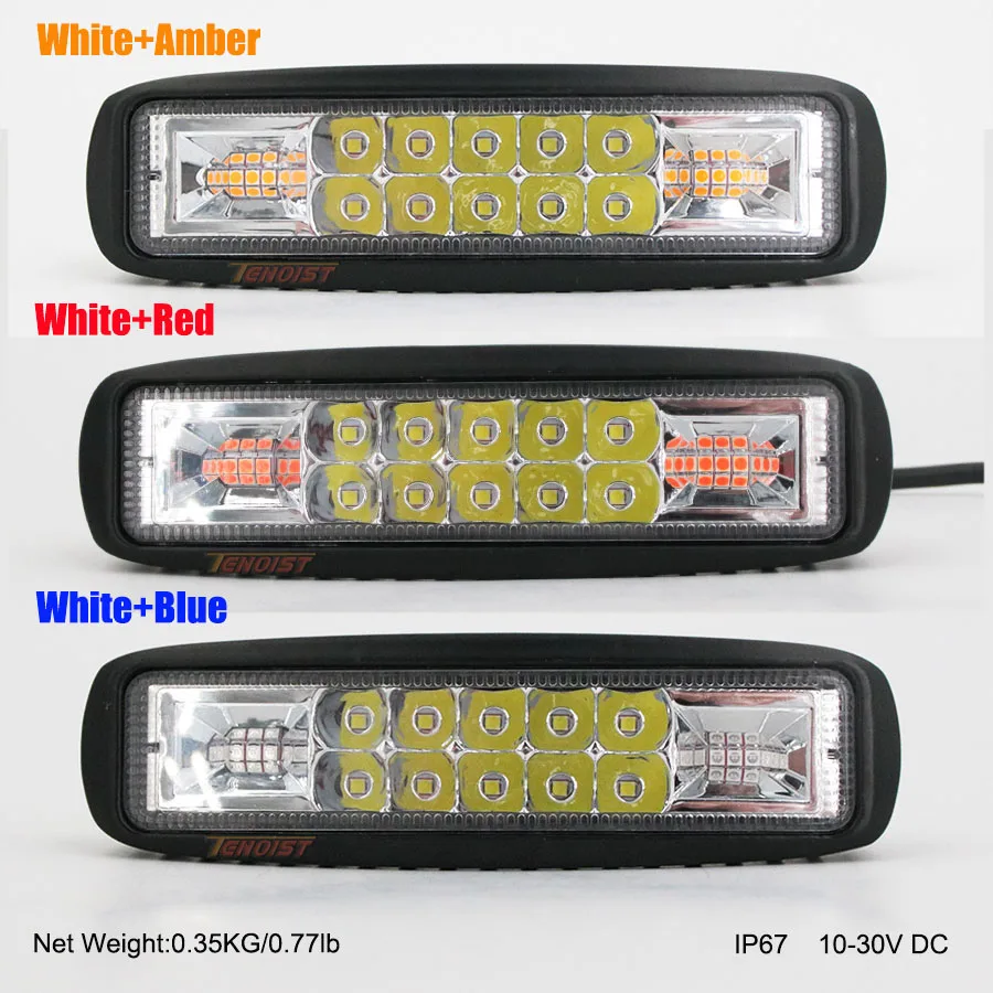 6 дюймов супер тонкий белый красные, синие Янтарный светодиодный рабочий светильник для автомобилей SUV/автобус/12 V 24V светильник бар Предупреждение светильник