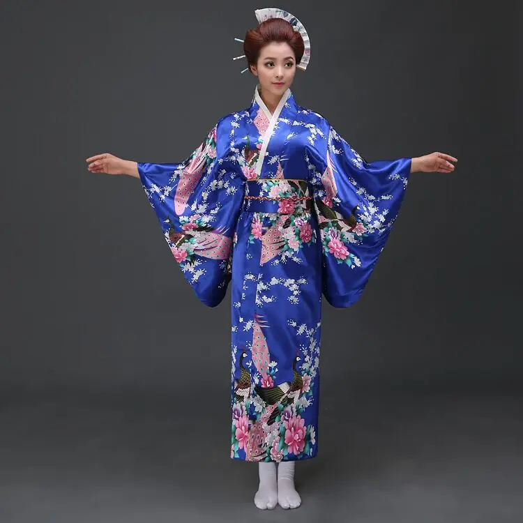 Красный Винтаж японское женское кимоно Банный халат Для женщин искусственная шелковое кимоно-юката с Оби танцевальное платье для выступлений Карнавальная одежда H0029
