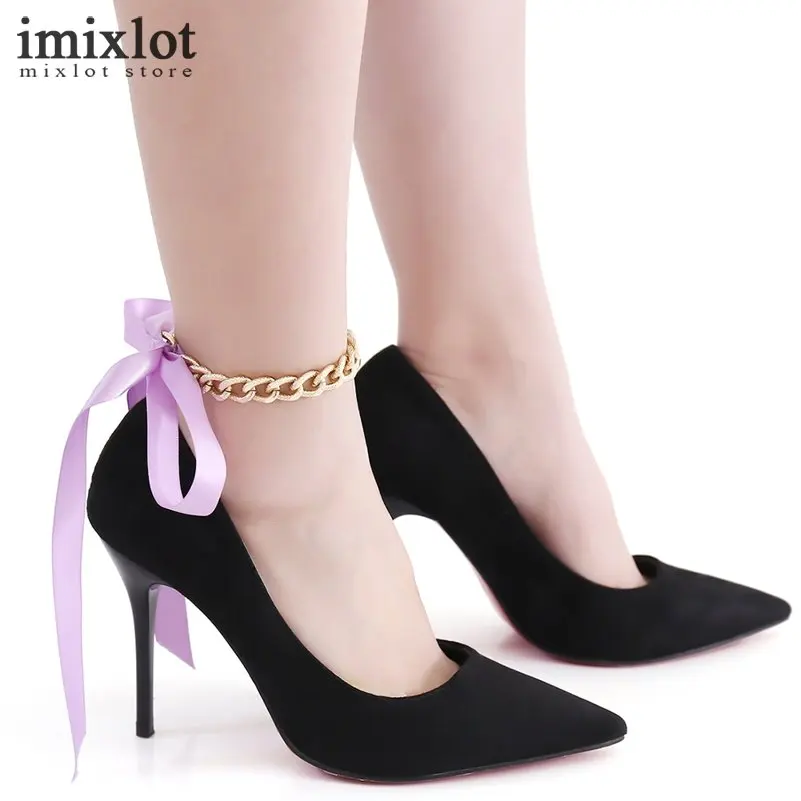 1 PC Punk Style Long Ribbons Beach Ankle Bracelet High Heel Shoes