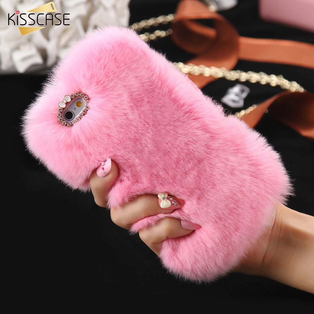 KISSCASE Real Rabbit Fur Case for Samsung Galaxy S8 S8+ J5 J3 A3 Case for Samsung S7 A5 2017 S6 Edge Hair Lady Phone Cover Capa cases-for-s8+