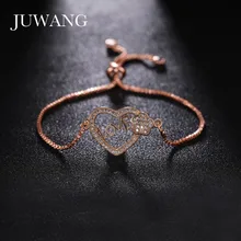Роскошный браслет в форме сердца из розового золота с регулируемой цепочкой AAA кубический циркон для женщин, элегантные ювелирные изделия для свадебной вечеринки