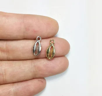 

Eruifa 20pcs 9*6mm Mini Polished Pretty Shell gold/Silver plated Zinc alloy Charms Pendant Jewelry DIY Necklace 2 colors