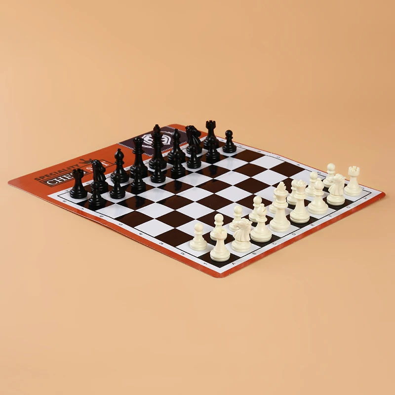 Высокое качество изысканный Стандартный твердый набор пластиковых шахмат Портативный кожаный Шахматная доска Детский подарок игра-головоломка