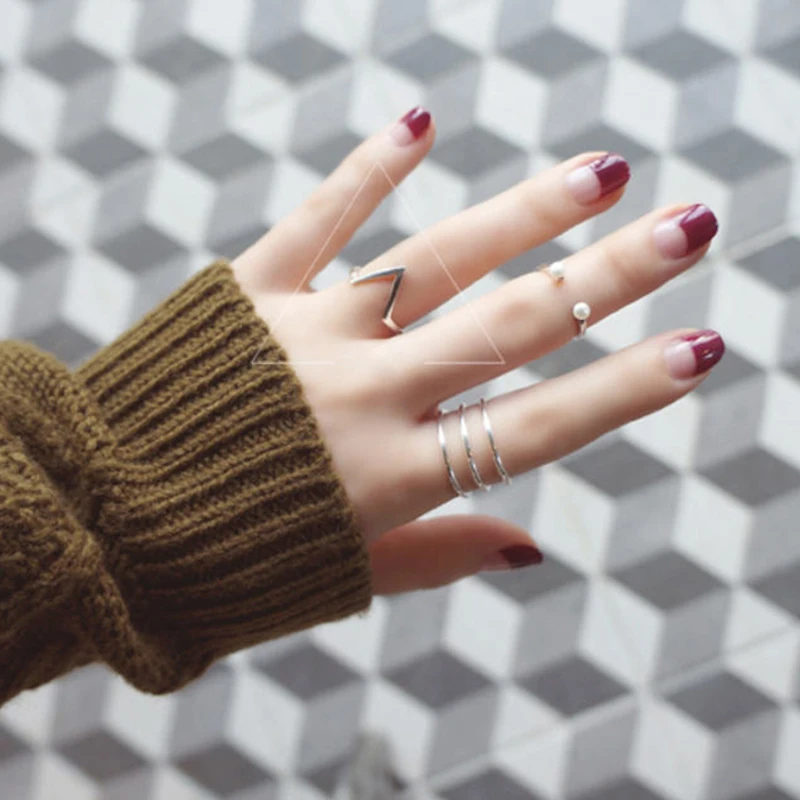 

ROCKART Authentic 925 Sterling Silver Simple Personalized Triangle Open Rings For Women Adjustable Fine Jewelry Korean Designer