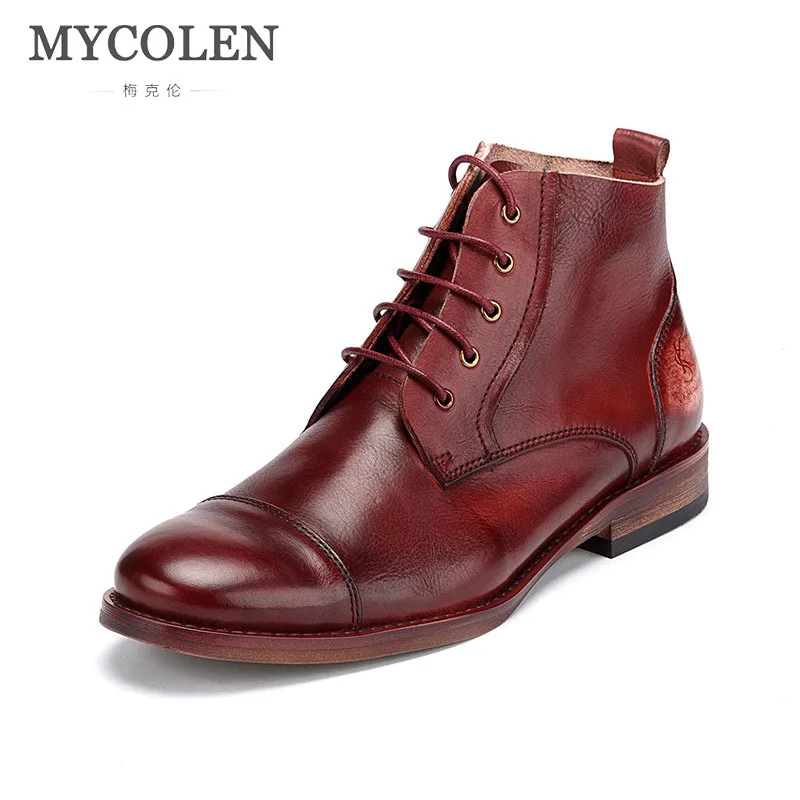 

MYCOLEN 2018 New Arrivals Handmade Fashion Ankle Boots Winter Autumn Men'S Motorcycle Boots Men Brand Designer Snow Boots