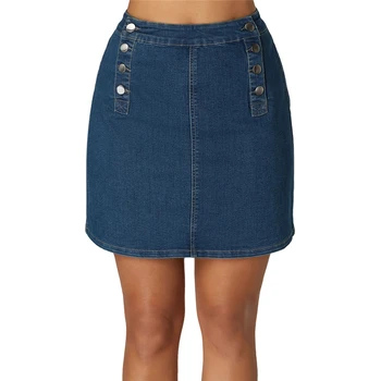 

Four Seasons Sexy Mini Denim Skirt for Women Elegant Ladies Stretch Fashion Casual Blue Jeans Skirts Plus Size