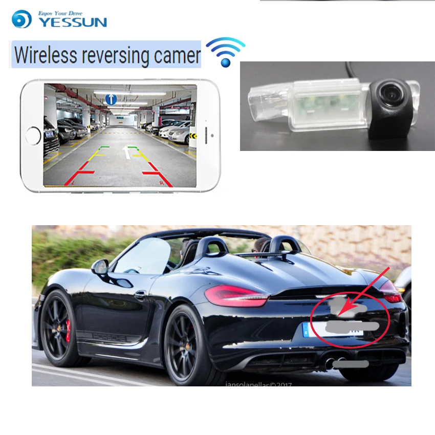 2 wireless Rear View Camera  For Porsche Boxster 987 981 2008~2017 ccd Night ision License Plate camera Reverse camera