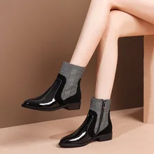 MYCOLEN/ г.; ботинки на молнии; Роскошные Дизайнерские короткие ботинки «Челси» с металлическим украшением на толстом каблуке; Женская Лоскутная обувь