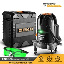 Новое поступление, DEKO DKLL501, самонивелирующийся 5 линий, 6 точек, горизонтальный и Вертикальный зеленый лазерный уровень, 360 градусов, открытый с приемником