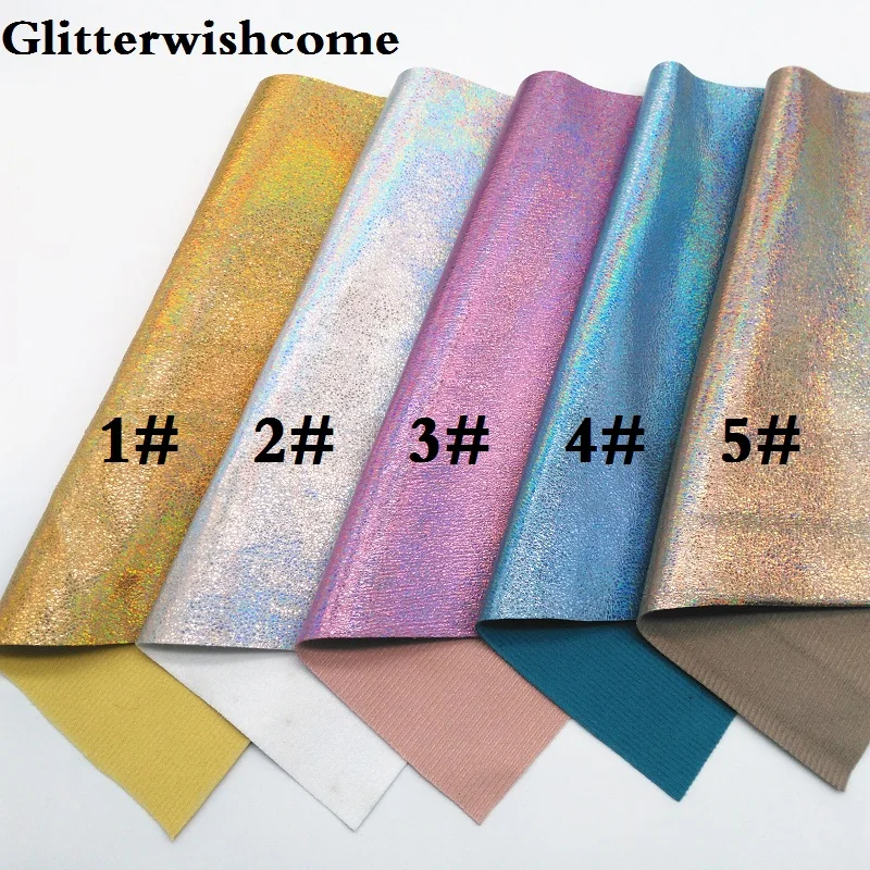 Glitterwishcome 21X29 см A4 размер винил для бантов Переливающаяся ткань, трещины искусственная кожа ткань винил для бантов, GM019A