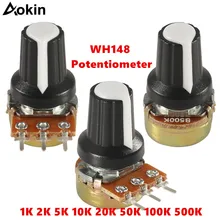 WH148 B1K B2K B5K B10K B20K B50K B100K B500K 3Pin 15 мм вал усилитель потенциометр 1 K, 2K 5K 10K 50K 100K 500K