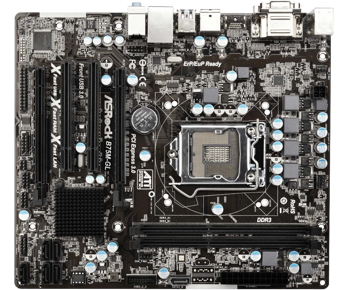 

Used,Asrock B75M-GL R2.0 Desktop Motherboard B75 Socket LGA 1155 i3 i5 i7 DDR3 16G USB3.0 Micro-ATX