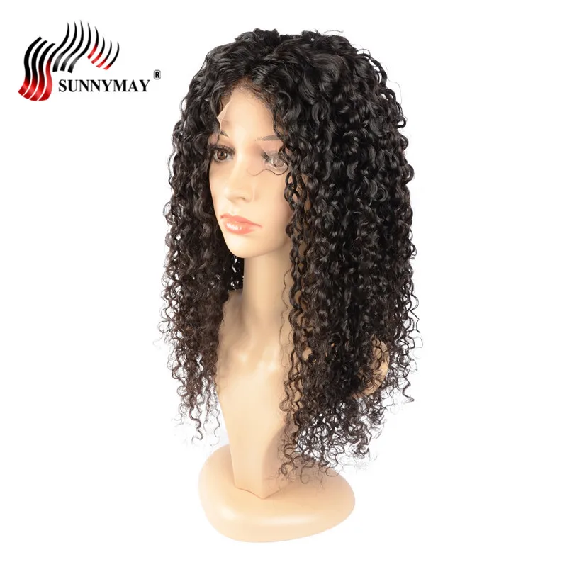 Sunnymay бразильские кудрявые волосы бесклеевой полный парик шнурка средняя часть предварительно выщипанная естественная линия волос с детскими волосами