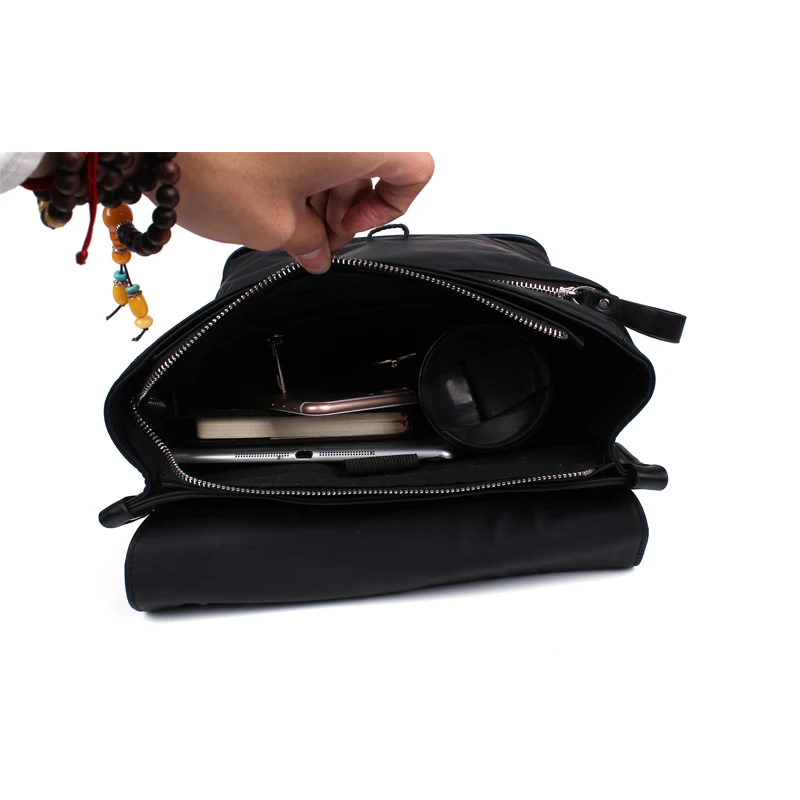 Рюкзак мужской нейлоновый с ремнем из ПУ кожи в стиле пэчворк|nylon backpack|backpack