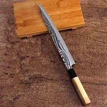 LDZ Hot Japanese 8 inch kitchen knife sashimi sushi Salmon knife Filleting Knives 5Cr15mov Damascus pattern