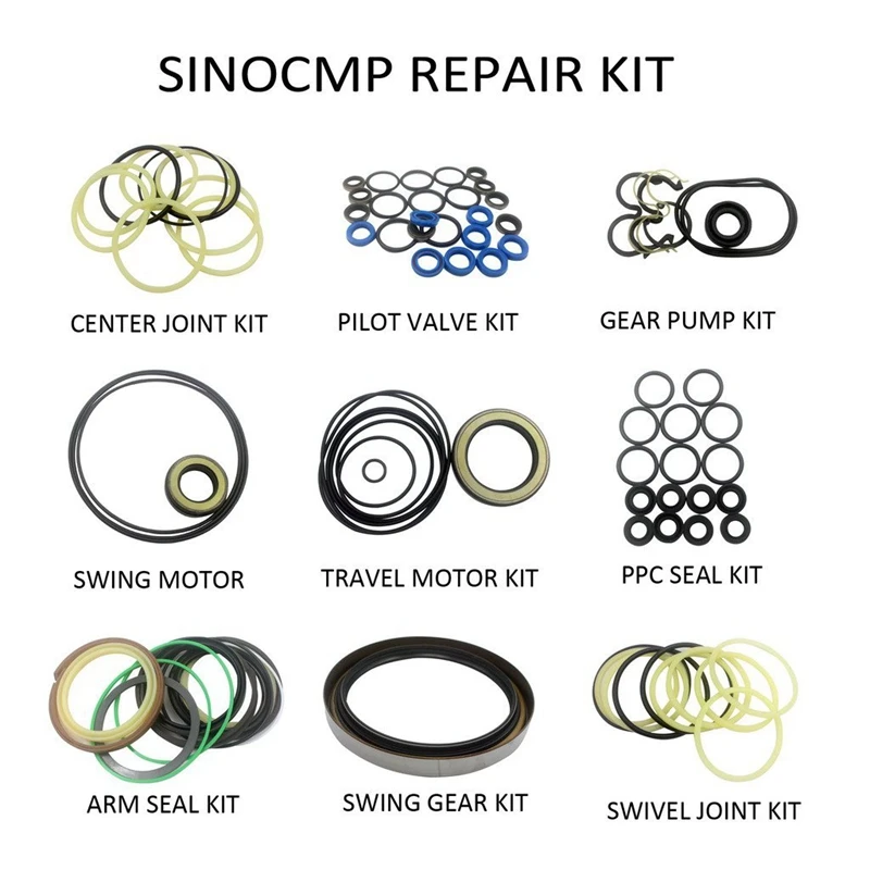 EX60-3 Track Adjuster ADJ Seal Kit 3 Month Warranty SINOCMP Seal Kits for Hitachi EX60-3 Excavator Parts 
