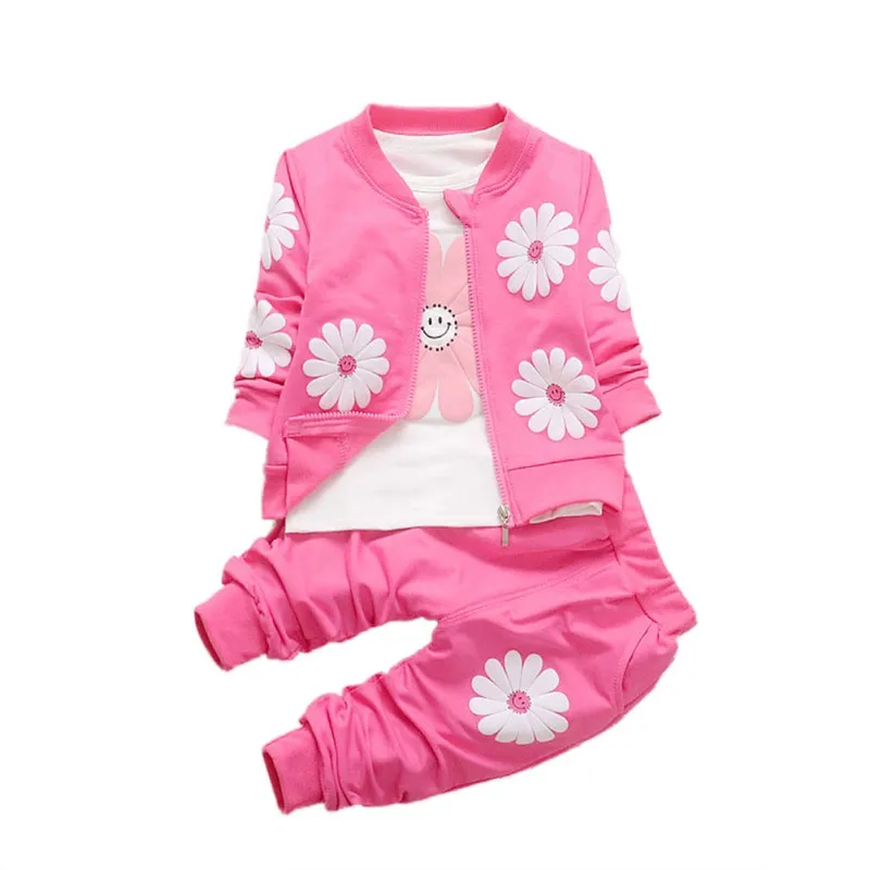 

Winter Autumn kids Baby Clothing 3pcs Newborn Baby Girls Clothes Coats+ T-shirt Tops+Floral Pants Outfits Set