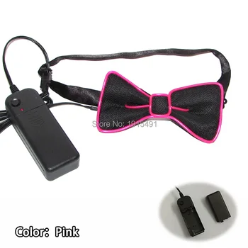 

Evening Party Accessory Trendy Neon Led Rope Tube Pink Funny Bowtie Holiday Lighting Illuminate EL Cold Light Tie Powered by 3V