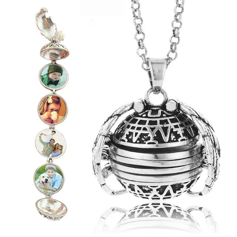 

Magic 4 Expanding Photo Locket Long Necklace Pendant Memory Floating Locket Necklace Women Angel Wings Necklace Album Knuckles