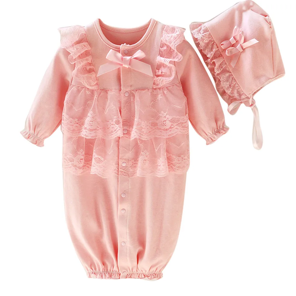 Newborn Infant Baby Girls Cap Hat+Romper Bodysuit Playsuit Clothing Set Outfit
