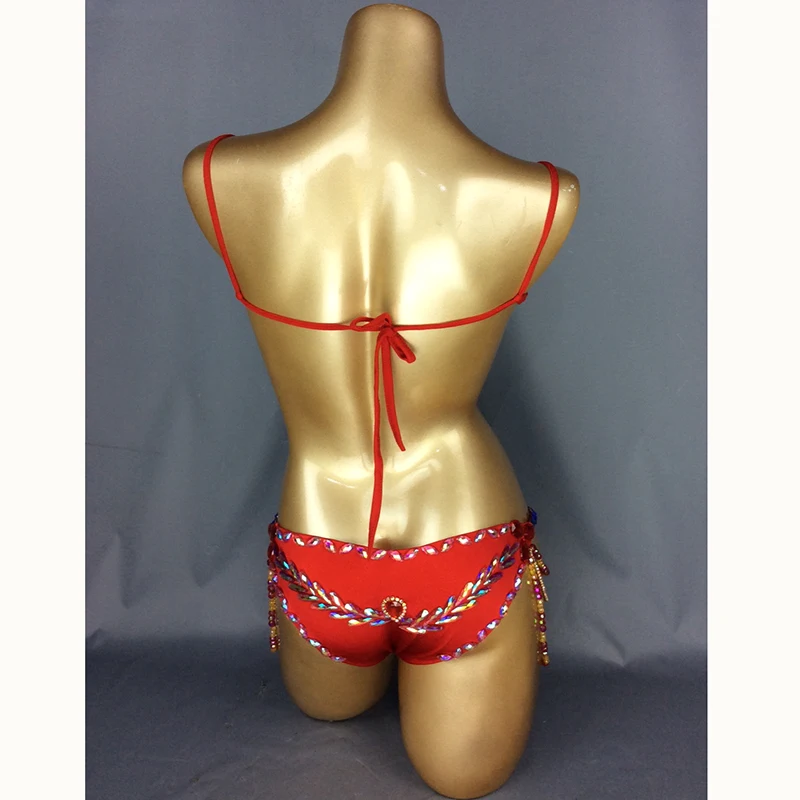 Samba Carnival Wire Bra & Panty 2pcs/Set Rainbow stones free shipping CB010