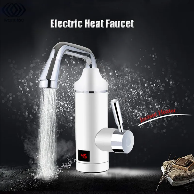 

3000W Electric Water Heater Faucet Kitchen Instant Fast Heating White Digital Display Leakage Protection 220V-250V