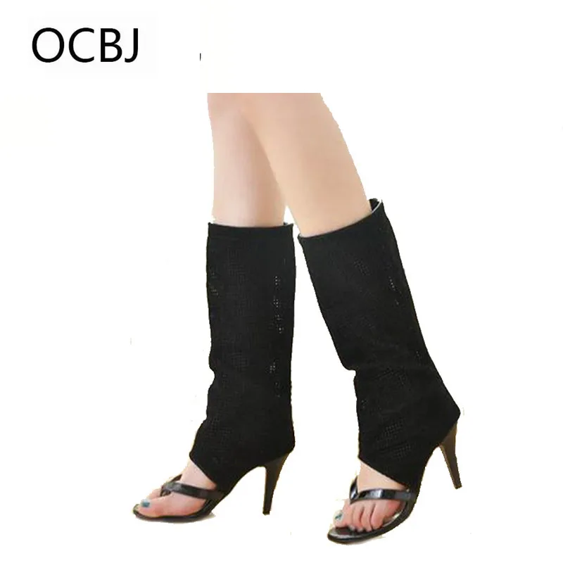 

Fashion Roman Clip Toe Mesh High-heeled Hollow Out Cool Boots Women's Summer Sandals Boots Botas Femininas 2017