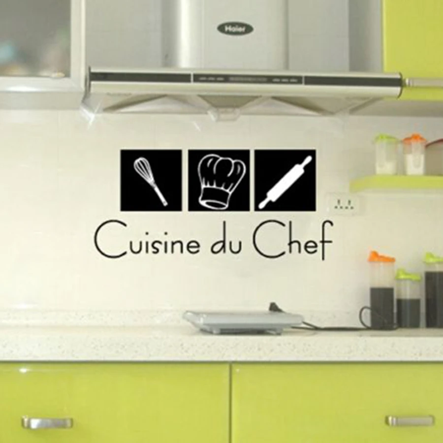 French Kitchen Wall Stickers Cuisine du Chef Vinyl Wall Decals For