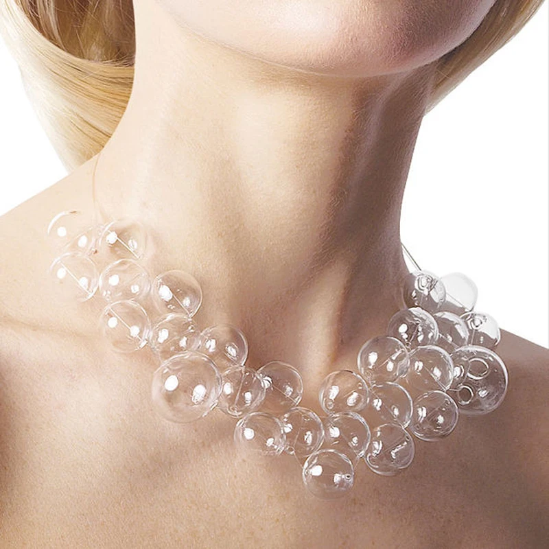 

Personalized Unique Brief Style Transparent Hollow Long Glass Bubble Hoop Earrings For Women Glass Ball Earrings Girls 2019