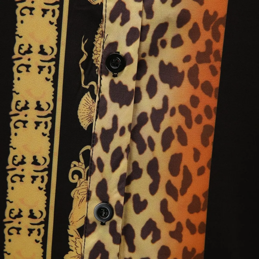 Летняя Модная рубашка с длинными рукавами и леопардовым принтом, Сексуальный Кардиган, сшитая рубашка с пряжкой для женщин