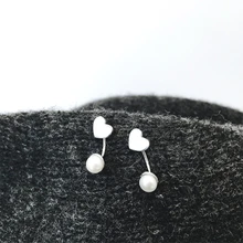 Сердце жемчуг 925 пробы серебро элегантный сладкий Корея простой темперамент личности диких трендовые женские серьги-гвоздики SEA223