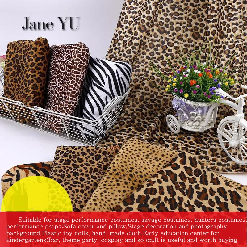 

JaneYU Animal print short plush cloth tiger leopard print zebra cow fabric fabric savage stage dress fabric