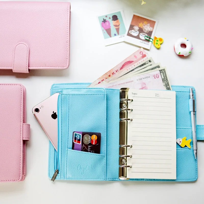 

A6 Multi Purpose Spiral Bound Notebook Hardback Cover wallet For student School & office supplies