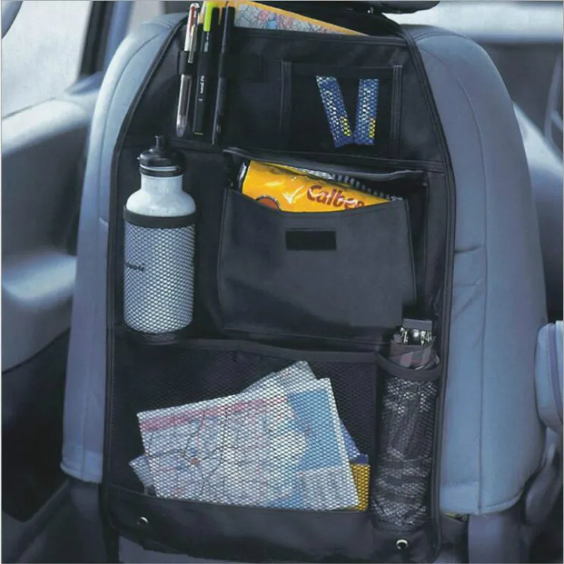 Универсальный Водонепроницаемый Автомобильный Органайзер на заднее сиденье сумка для хранения мульти карманная навесная сумка ассорти 58 см х 38 см автомобильные аксессуары черный - Название цвета: Черный