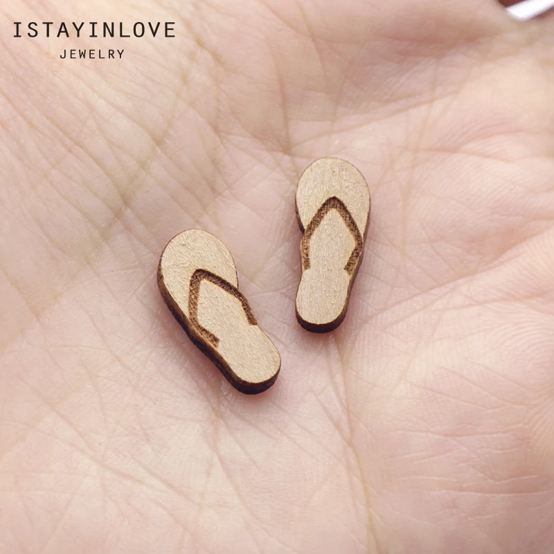 

Handmade Jewelry Making Supplies Beads Laser Cut Wooden Slipper Charm For DIY Necklace Earring Brooch Ring SWC299 4