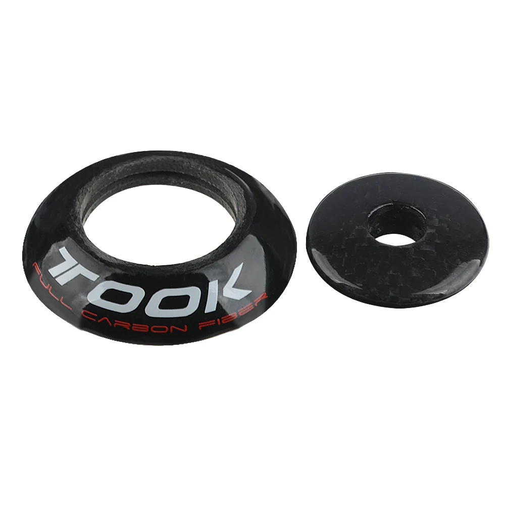 1 Set Glossy Tapered Carbon Fiber Headset Spacer and Headset Caps 1 1/8" Mountain Bike Cycling
