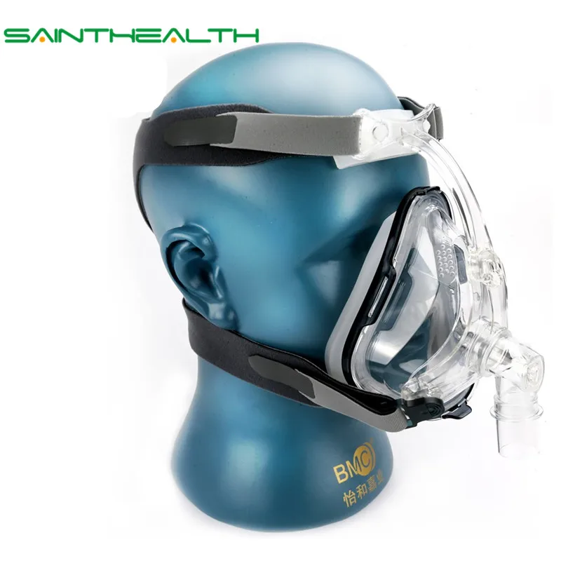 

FM1A Full Face Mask For CPAP Bipap Machine COPD Snoring And Sleep Therapy Size SML Connect Face And Hose With Headgear Clips