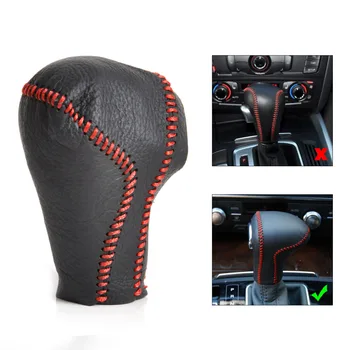 

beler Car Styling Black Leather Gear Shift Knob Cover for Audi Q7 Q5 A5 A4 A7 2012 2013 2014 Automatic AT