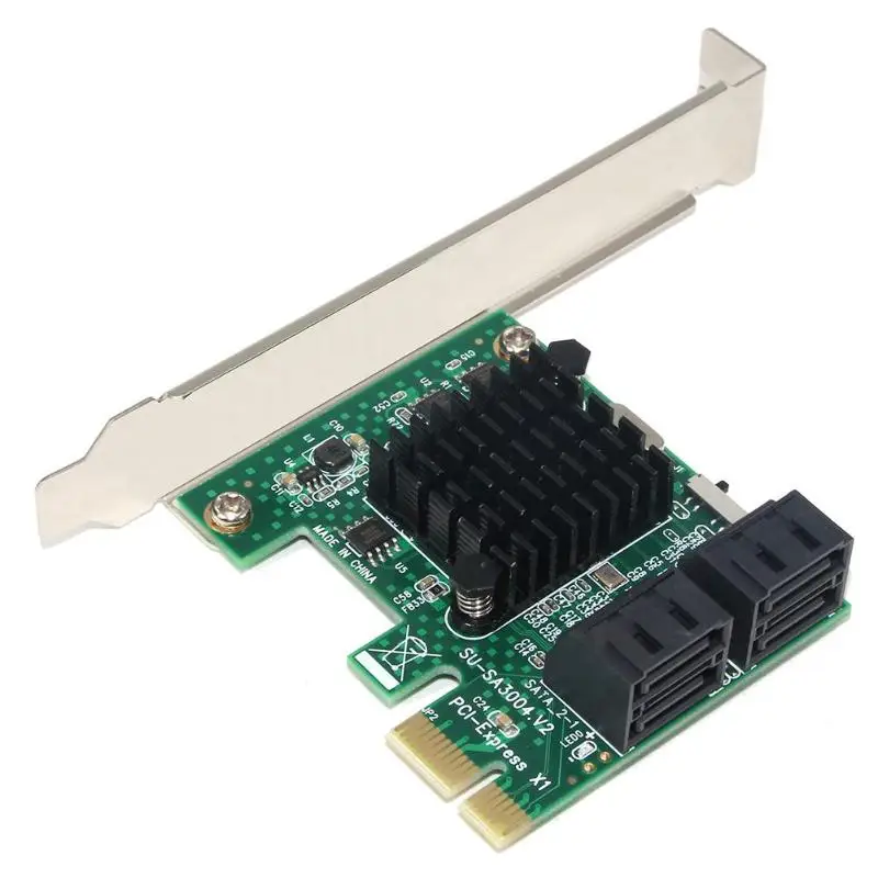 SSU SA3004 4 порта 6G PCI-E к SATA3.0 Riser Card PCI Express к SATA 3,0 Miner SSD IPFS адаптер с большим радиатором для майнинга BTC