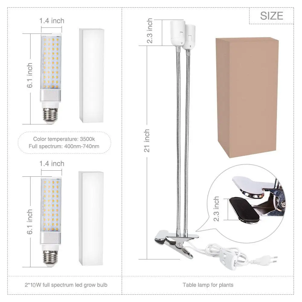 Светодиодный светильник для выращивания растений 45 Вт, солнечный светильник полного спектра, светильник с двумя головками, светильник для
