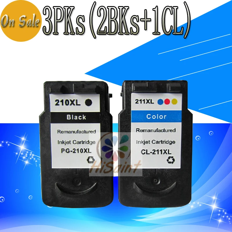 

2BK+1C, PG210 CL211 Ink Printer cartridge PG-210 CL-211 for CANON PIXMA iP2702 MP240 MP250 MP270 MP280 MP480 MP490